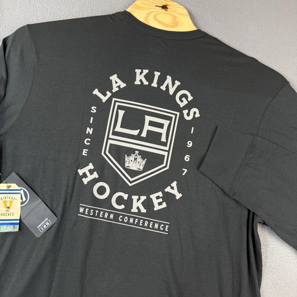 47 Brand LA Kings Hockey Long Sleeve T-Shirt Mens XXL Gray NHL Vintage Graphic